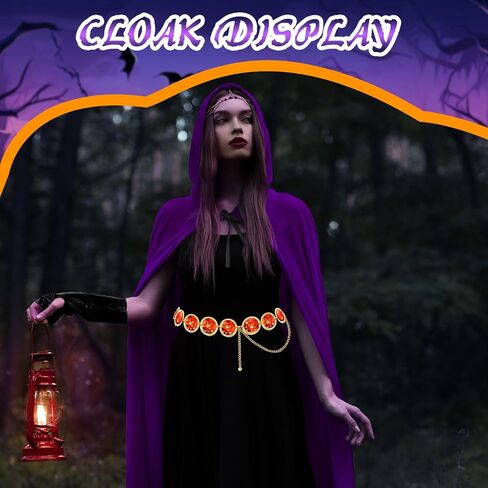 Women's Halloween Cosplay Costume,Purple Cape and Anime Cosplay Waist Belt, Costumes Props Set in Saudi Arabia