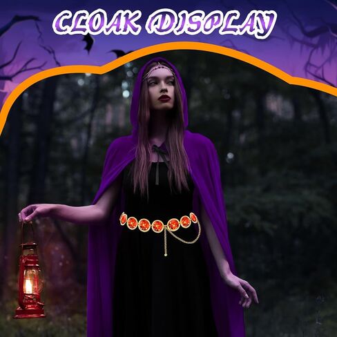 Women's Halloween Cosplay Costume,Purple Cape and Anime Cosplay Waist Belt, Costumes Props Set in Saudi Arabia