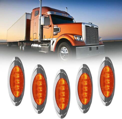 5 قطع LED لسقف الكابينة الأمامية مجموعة مصابيح تشغيل علوية مناسبة لسلك Freightliner Cascadia 2008-2017 وعدسة كهرمانية قابس ذكر (نمط C) in Saudi Arabia