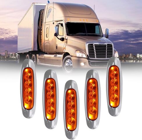5 قطع LED لسقف الكابينة الأمامية مجموعة مصابيح تشغيل علوية مناسبة لسلك Freightliner Cascadia 2008-2017 وعدسة كهرمانية قابس ذكر (نمط C) in Saudi Arabia