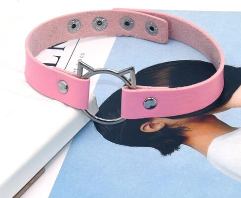 GIGB PBDK Black Statement Collar Choker Punk Rock Pu Leather Cat Necklace Trendy Animal Collar Necklaces Dainty Cosplay Jewelry Accessories Gifts for Women in Kuwait