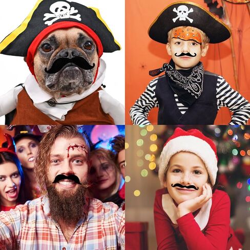 48pcs Fake Mustache Self Adhesive Novelty Mustache Set Party Supplies for Fiesta Masquerade Halloween Costume in Saudi Arabia