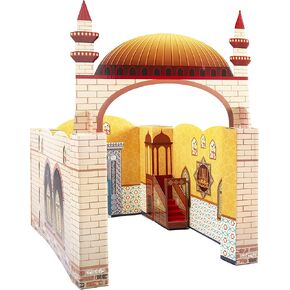 My Portable Cardboard Playhouse Masjid for Muslim Kids-Educational Interactive Toy for Learning Praying,Quran Book,Pray and Islam-Teach Salah with Prayer Mat/Rug/Carpet-Best Islamic Gift for Children