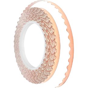 YEZHET Scalloped Copper Foil Tape, 1/4 Inch Black Backed Copper foil for Stained Glass