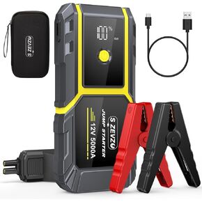 H021 Car Jump Starter, Peak 5000A Jump Starter Battery Pack for Up to 10.0L Gas and 8.0L Diesel Engines, 12V Portable Jump Box with LCD Display, 3 Modes Flashlight and Protective Carrying Case