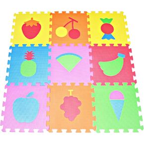 POCO DIVO Fruit Puzzles Play Mat, 9-Tile EVA Foam, Education Playmat, Soft Kids Color Floor