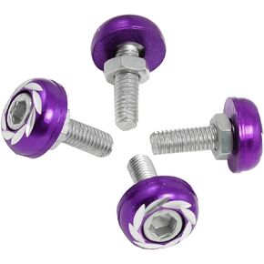 ACROPIX Purple Silver Tone License Plate Bolts Screws Car Ornament 4 Pcs Car Parts