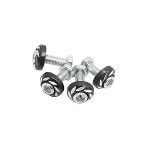 ACROPIX 4pcs Black 6mm Thread Diameter Motorcycle License Plate Frame Screws Bolts Caps Car Parts