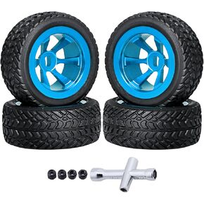HobbyPark Glued 1/28 Tires & Aluminum Wheels for Wltoys K969 K989 P929 Kyosho Mini-Z Mini-Q Mini-D Mini Car, Set of 4 (Gray)