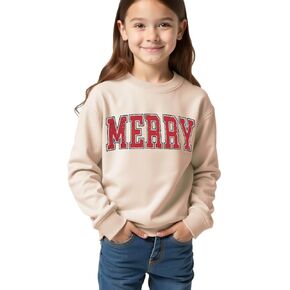 Kid Christmas Sweatshirt Trendy Girl Boy Merry Pullover Xmas Crewneck Long Sleeve Shirt Tops Winter Outfit 6-11 Years