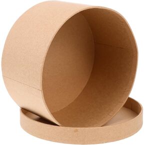 HEMOTON Round Kraft Paper Mache Box, Crafts Kraft Paper Containers with Lids Boxes for Wedding Birthday Jewelry DIY,16.5x9.5cm/6.48x3.73