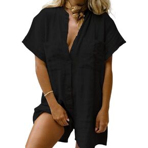 CHARTOU المرأة الصيف السراويل رومبير زر أسفل واسعة الساق القطن الكتان بذلة Shortalls