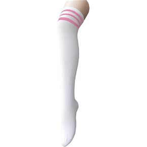 Zando Womens Stripes Thin Tube Socks Thigh High Tights Over Knee Socks Casual Knee High Stockings Striped Thigh Highs
