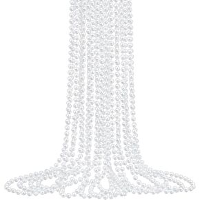 12 Pack Faux Pearl Necklace Bulk Long Pearl Necklace Women's Jewelry 1920s White Pearl Necklace Party Favors Wedding Bridal Shower Tea Birthday Decorations