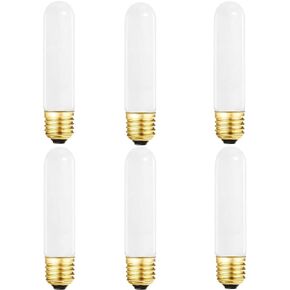 25 Watt T10 Frost Tubular Incandescent Light Bulb, Showcase Lamp, 2700K Soft White, E26 Medium Base, 280 Lumens, 120V (4)