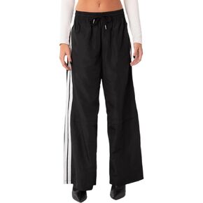 Luckinbaby Women Side Striped Track Pants Elastic Waist Wide Leg Sweatpants Contrast Stripes Drawstring Baggy Joggers