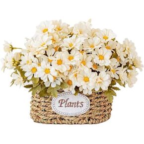 Artificial Flowers Garland with Baskets Decor for Outdoor Hanging Flower Garland with Baskets Fake Flowers for Summer Decor for Indoor Art Home Table Office Wedding Decor (Pink)
