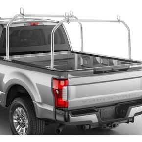 Universal Ladder Rack for Truck, Polished Anti-Rust Stainless Steel Pickup Ladder Rack,Adjustable Length,800LB Capacity Truck Bed Rack 2 Bar Set for Kayak, Surfboard, Lumber, Ladder