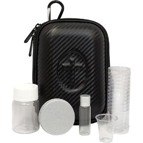 Portable Communion Service Set | Hard Case with Bottle for Wine, Vial for Oil, 12 Plastic Cups, and a Tin for Hosts | Great Catholic Gift for Ordination