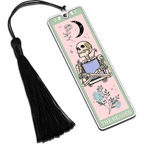 Octamber Halloween Gifts Halloween Bookmarks Halloween Basket Stuffers Spooky Basket Stuffers Boo Baksket Stuffers Tarot Bookmark Skeleton Tarot Cards Bookmark The Reader Halloween Birthday Gifts