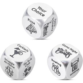 4PCS Date Night Dice Christmas Stocking Stuffers for Adults Stocking Stuffers for Women Men White Elephant Gifts Gag Gift 50th 11th Anniversary Steel Gift Couple Games for Date Night Wedding Valentine in Kuwait