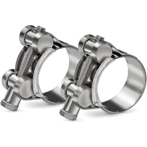 2 Pack 26-28mm T-Bolt Hose Clamp,Stainless Steel_304Intercooler Pipe Tube Clamps,Turbo Pipe Clamps,Heavy Duty Radiator Hose Clamp, T-bolt Intake Hose Clamp Adjustable Range 1.02"-1.1" Silver