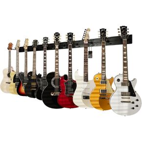 رف حائط جيتار SW5RL-C-K من String Swing - شماعة جيتار متعددة - حامل جيتار مثبت على الحائط للقيثارات الصوتية والكهربائية - 5 شماعات ذراع مبطنة شديدة التحمل وسكك حديدية نحاسية - صنع في الولايات المتحدة الأمريكية in Kuwait