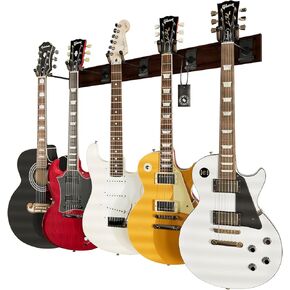 String Swing SW5RL-C-K Guitar Wall Rack - Multiple Guitar Hanger - Wall Mounted Guitar Holder for Acoustic & Electric Guitars - 5 Heavy Duty Padded Arm Hangers & Copper Slatwall Rail - MADE IN USA