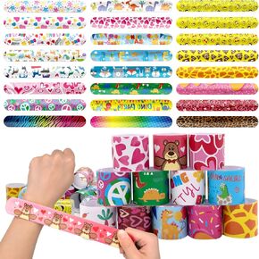 144PCS Slap Bracelets for Kids 8-12 Party Favors, Christmas Gifts for Kids Slap Bracelets Bulk Classroom Prizes, Snap Bracelets for Birthday Gifts School Rewards