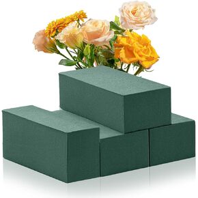 QPEY 4Pcs Floral Foam, (7.8" L x 3.5" W x 2.4" H) Flower Foam Blocks, Green Wet Dry Plant Foam for Fresh or Artificial Flower Arrangement, Florist Foam for DIY Craft Art Supplies Wedding Home Decor