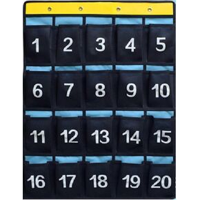 مخطط جيب مرقم فوق الباب منظم للفصل الدراسي للهواتف المحمولة وحوامل الآلات الحاسبة باللون الأزرق (30 جيبًا) in Kuwait