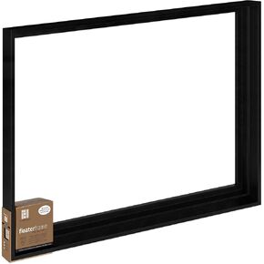 Ampersand Art Supply Floaterframe Readymade Frame for Flat and 1 1/2" Deep Wood Panel and Canvas Artwork, Paintings, Prints, and More, 24"x36", Black Bold