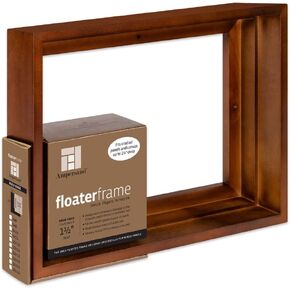 Ampersand Art Supply Floaterframe Readymade Frame for Flat and 1 1/2" Deep Wood Panel and Canvas Artwork, Paintings, Prints, and More, 5"x7", Walnut Thin