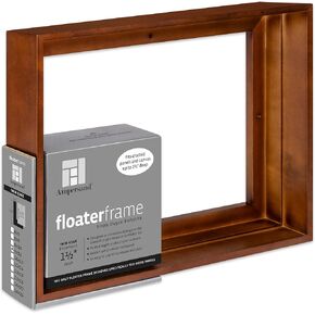 Ampersand Art Supply Floaterframe Readymade Frame for Flat and 1 1/2" Deep Wood Panel and Canvas Artwork, Paintings, Prints, and More, 9"x12", Walnut Thin