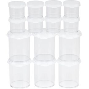 Creative Mark Assorted Pack of 14 Storage Cups - 8 Small 10 ml & 6 Large 45 ml Durable Clear Plastic Paint Containers with Lids for Artists, Students, Professionals in Saudi Arabia