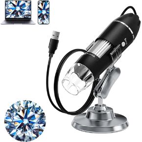 Wireless Digital Microscope, Qumpot 50X-1000X Magnification WiFi Portable Handheld Microscopes with Stand HD USB Microscope Camera Compatible with iPhone Android iPad Windows Mac Computer