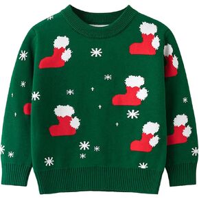 Yimoon Kids Toddler Christmas Sweater Baby Girl Boy Knitted Crew Neck Pullover Sweatshirts Christmas Deer Snowman Tops