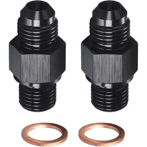 2 Packs 6AN Male Flare to 1/4" NPSM Transmission Cooler Adapter Fitting, 6an Transmission Fitting Fits 200-4R, 700R4, TH350, TH400, 4L60E, TR6060, AOD 4R100, 4R70W, C5 Aluminum Black