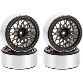 2.2" Beadlock Wheel - 4pcs Aluminum Alloy Offset -10mm RC Rim for TRX4/SCX10/SCX10-II/SCX10-III 1/10 RC Crawler Car (Black Gold)
