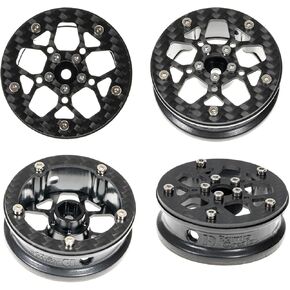 RampCrab 1.8" (46mm) Super Wheels, Carbon fibre Beadlock Wheels, fit for SCX24, TRX4M, FCX24, CR18P, Style F