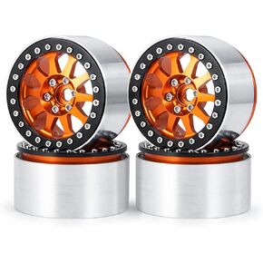 4PCS 2.2 Inch Metal Wheel Rim Beadlock Wheel Hub for 1:10 RC Rock Crawler Axial SCX10 RR10 Wraith 90056 (Black)