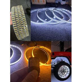 Sando Tech 17.5'' Quad Row Amber White Led Wheel Lights w/Amber Turn Signals Rim Lights 1344Leds Brightest White Wheel Lights RF Remote/Switch Ctrl for Truck Tire Light