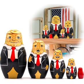 AEVVV Trump Nesting Dolls Set of 5 pcs - Trump Decor - Russian Stacking Dolls Wooden - Trump Gifts - Donald Trump Figurine - Trump Decorations