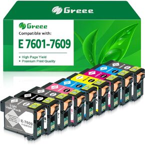 Remanufactured Eps T760 T7601 T7602 T7603 T7604 T7605 T7606 T7607 T7608 T7609 Ink Cartridge Replacements for EPN Surecolor P600 Wide Format Inkjet Printer, SC-P600 Ink Cartridge (9 Pack)