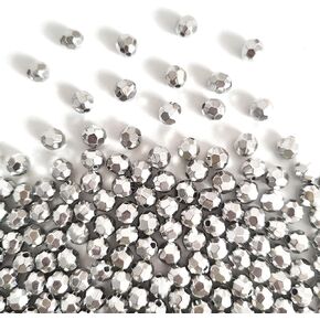 200 Pcs 8mm Mini Disco Ball Beads, Reflective Mirrorball Beads Round Silver Charm for 70s 80s Making Necklace Bracelet Earring Keychains DIY Craft Accessories