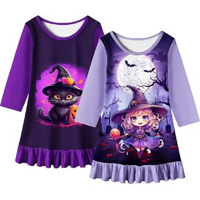 LQSZ Girls Nightgown Casual Dress Sleepwear 3-10 Years Pajamas Long Sleeve Nightgowns for Little Girls