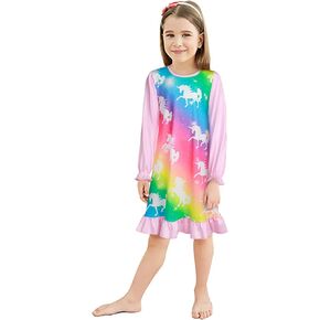 LQSZ Girls Nightgown Casual Dress Sleepwear 3-10 Years Pajamas Long Sleeve Nightgowns for Little Girls