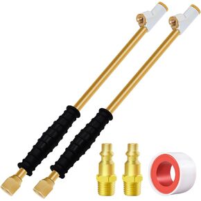 GODESON Air Chuck for Semi Truck,11.8" Extended Reach Dual Head Air Chuck,1/4" FNPT Brass Air Chuck with Rubber Handle,2-Way Connection air chucks for tires(Pack of 2)