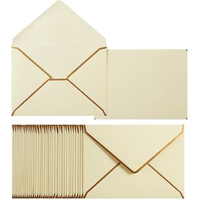 50 Pack A6 Envelopes 4x6 Card Envelopes 6.5x4.75 Self-Adhesive V Flap Envelopes with Gold Border for Office, Wedding Gift Cards, Invitations, Graduation, Baby Shower, Parties (Sage Green, 4x6)