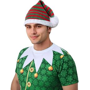 LINOCOUTON Mens Womens Christmas Hat Santa Striped Knitted Beanies for Adults